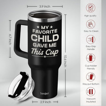 SANDJEST Dad Gift from Daughter, 40oz Stainless Steel Insulated Coffee Tumbler With Lid & Straw, Travel Cup Gift for Dad, Christmas Birthday Father's Day