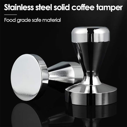 53mm Coffee Tamper Stainless Steel Espresso Tamper Flat Base Coffee Calibrated Tamper Flat Base Barista Office Family Espresso Coffee Maker Accessories(Ordinary, 53mm)