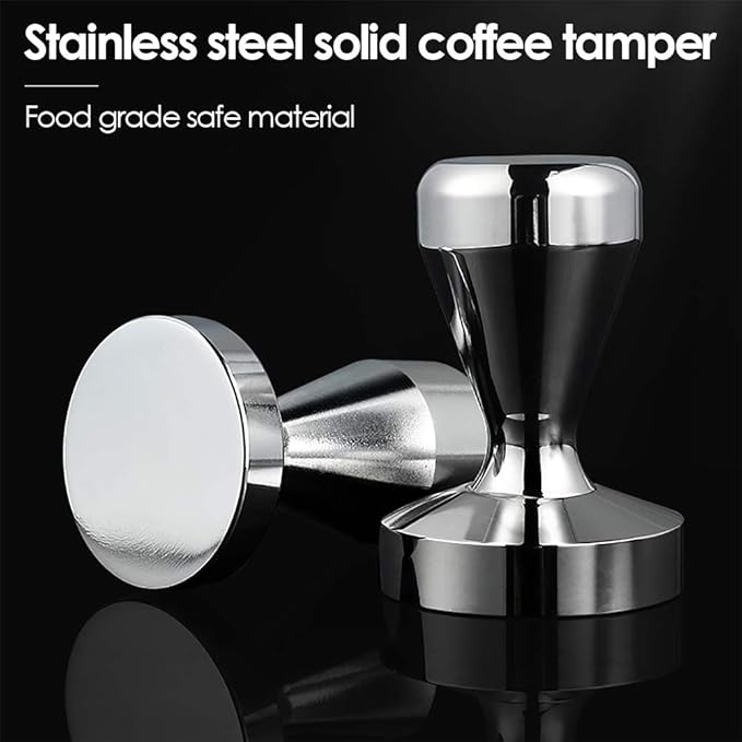 53mm Coffee Tamper Stainless Steel Espresso Tamper Flat Base Coffee Calibrated Tamper Flat Base Barista Office Family Espresso Coffee Maker Accessories(Ordinary, 53mm)