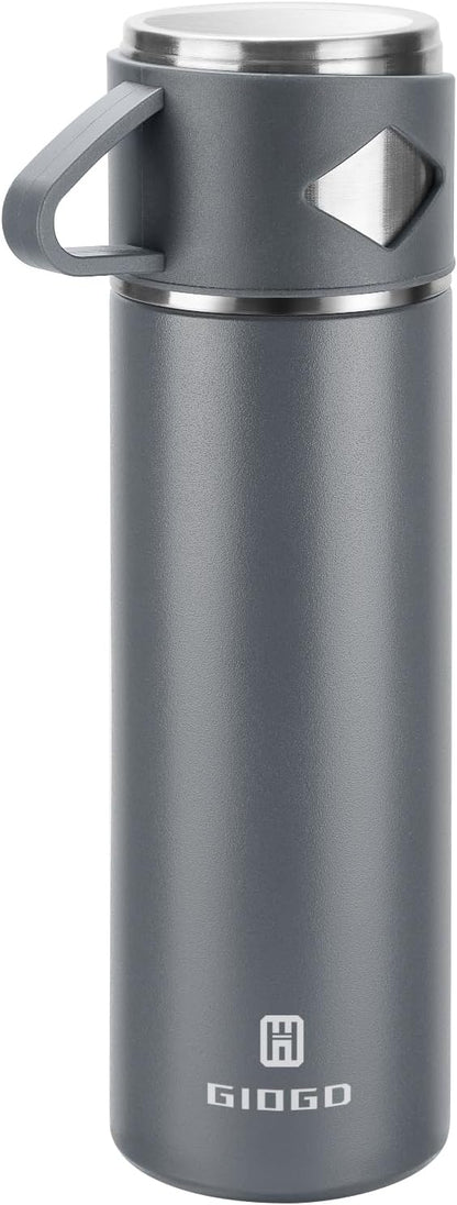 Stainless Steel Thermo 700ml/23.7oz Vacuum Insulated Bottle with Cup for Coffee Hot drink and Cold drink water flask.(Gray,Single)