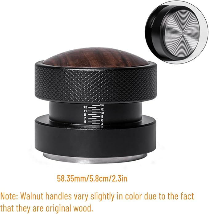 Espresso Tamper for 58mm Coffee Tamper,Self-Adjusting Gravity Tamper,WDT Tool with Clear Memory Scale,Stainless Steel Walnut Tamper for Espresso Coffee Machine Accessories,for Home,Office & Coffee Bar