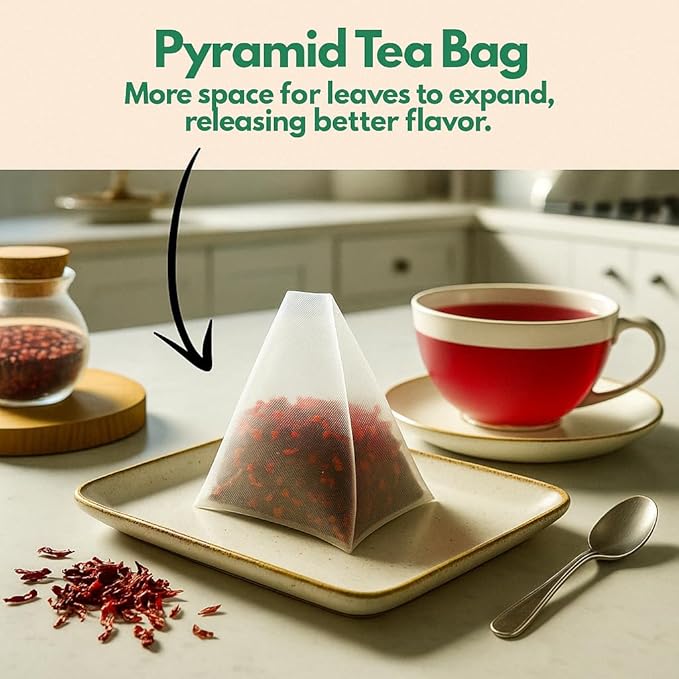 Tozzy Organic Hibiscus Tea - 100 Count | Pyramid Tea Bags (Plant-Based & Eco-conscious) | Pure Ingredients | Packaging May Vary