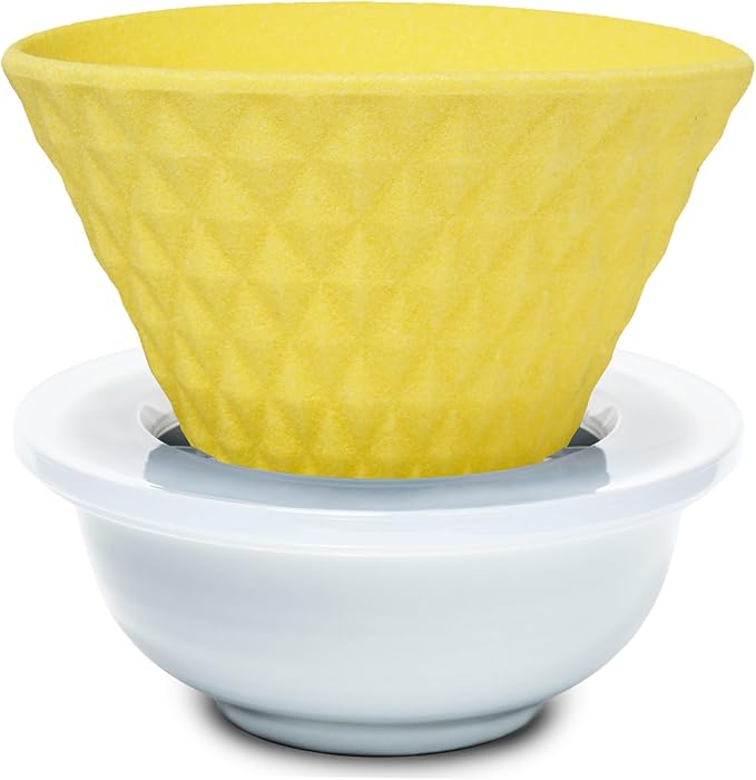Ceramic Reusable Coffee Filter Pour Over Dripper Paperless Sustinable ekubo 1-4 Cup Made in Japan (Yellow)