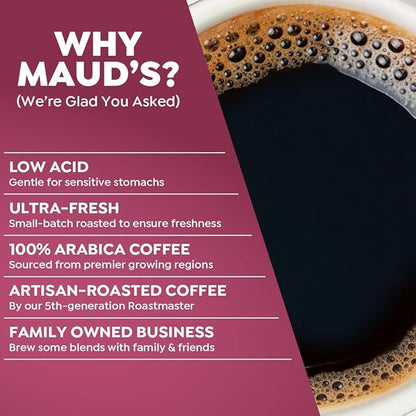 Maud's Original Coffee Pods Variety Pack, 80 ct, 9 Assorted Roasts, Dark & Medium Roast Coffee in Recyclable Single Serve Pods – 100% Arabica Coffee, Compatible with Keurig K Cups Maker