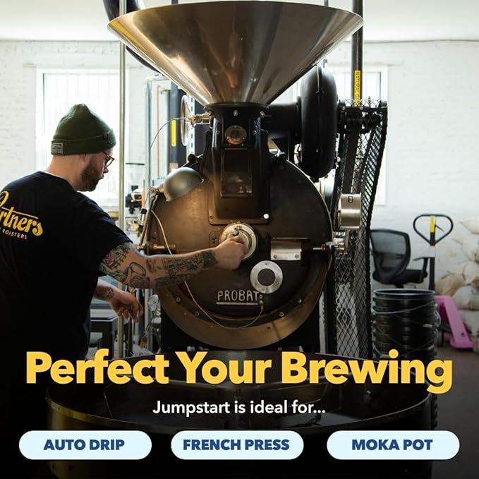 PARTNERS COFFEE ROASTERS - Whole Bean Coffee (Jumpstart - Medium-Light Roast) 12oz - Full Bodied & Packed With Flavor - Jordan Almond, Caramel, Poached Pear - Coffee Beans - Roasted in New York City