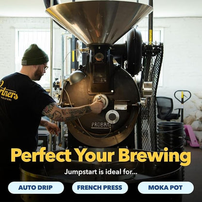 PARTNERS COFFEE ROASTERS - Whole Bean Coffee (Jumpstart - Medium-Light Roast) 12oz - Full Bodied & Packed With Flavor - Jordan Almond, Caramel, Poached Pear - Coffee Beans - Roasted in New York City