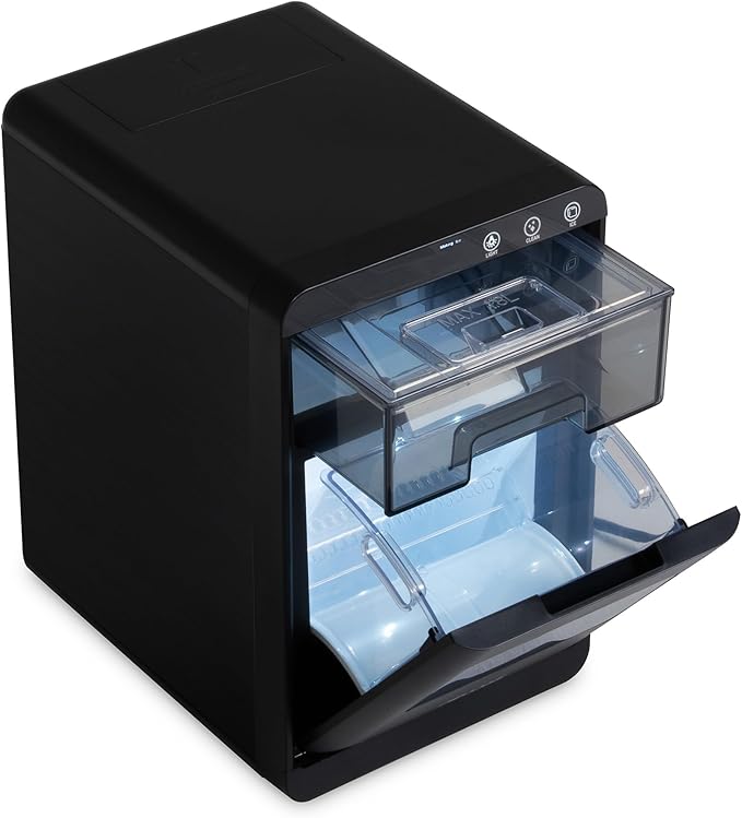 Newair Nugget Ice Maker Countertop, 44 lbs in 24 Hours Ice Machine Nugget, Self Cleaning Ice Maker in Black Stainless Steel, Perfect for Home Bar, Kitchen Countertop, RV, Home Office
