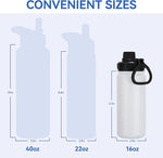 Load image into Gallery viewer, DOMICARE 16 oz Kids Water Bottle for School Stainless Steel Double Wall Vacuum Insulated Water Bottle with Straw lids &amp; Spout Lid, Leakproof BPA Free (White,1)