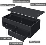Load image into Gallery viewer, HOMMPA 40" Lift Top Coffee Table with Storage LED Coffee Table Morden High Gloss Living Room 3 Tiers Modern Tea Table with Storage Center Tables Hidden Compartment &amp; Open Shelve &amp; Drawer Black