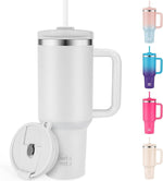 Load image into Gallery viewer, WETOWETO 40oz Tumbler with Handle and Lid | 100% Leakproof Insulated Stainless Steel Travel Mug | Keeps Cold 34Hrs/Hot 10Hrs | Dishwasher Safe, Fits Car Cup Holder (Foggy Color)