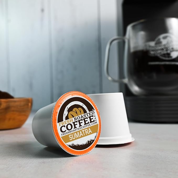 Fresh Roasted Coffee, Sumatra Mandheling |100% Single Origin | Medium Roast, 24 Pods for K Cup Brewers
