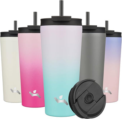 22 OZ Insulated Tumbler with Lid and 2 Straws Stainless Steel Water Bottle Vacuum Travel Mug Coffee Cup,Lavender Green