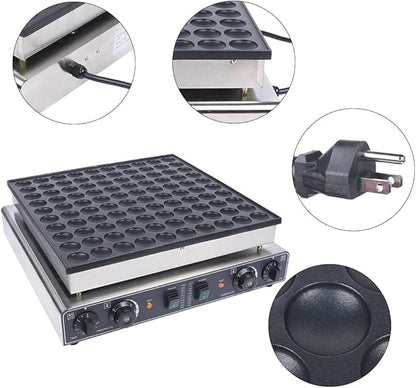 100PCS Mini Dutch Pancake Baker, Electric Waffle Maker Machine Nonstick, Poffertjes Maker Dorayaki Baker 1.8 Inches for Home and Restaurants, 110V, 3400W