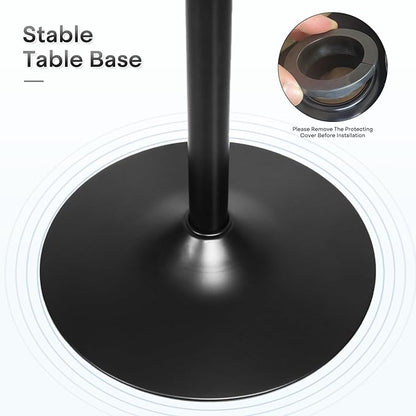 Athena Collection Bar Table Modern Round Cocktail Table Height Adjustable, Tall Bistro Pub Table with Sturdy Base, Suitable for Home, Kitchen, Pub, Restaurant, White