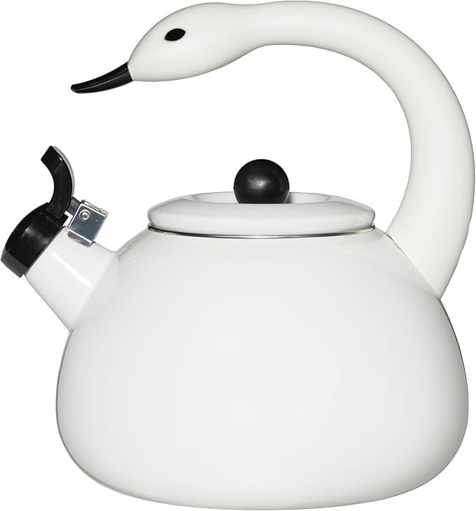 Whistling Tea Kettle for Stove Top Enamel on Steel Teakettle, Supreme Housewares White Swan Design Teapot Water Kettle Cute Kitchen Accessories Teteras (2.1 Quart, Swan)