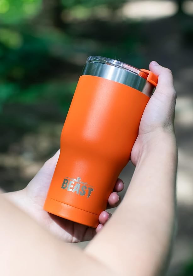 Beast 30 oz Tumbler Stainless Steel Vacuum Insulated Coffee Ice Cup Double Wall Travel Flask (Orange)