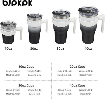BJPKPK 10 oz Tumbler With Handle And Straw Stainless Steel Insulated Tumbler With Lid Reusable Metal Coffee Cups,Day Night