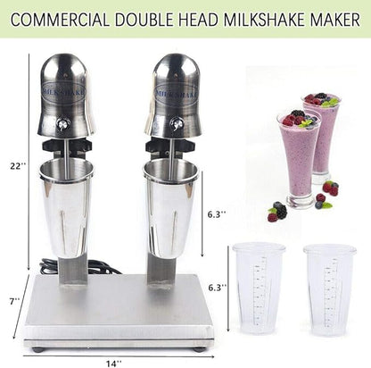 Gdrasuya10 560W Double Head Electric Milkshake Machine Drink Mixer Smoothie Blender, 14000 RPM, 22 oz, Commercial Home Use