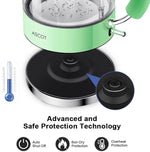Load image into Gallery viewer, ASCOT Electric Kettle, Glass Electric Tea Kettle Gifts for Men/Women/Family 1.5L 1500W Borosilicate Glass Tea Heater, with Auto Shut-Off and Boil-Dry Protection (Green)