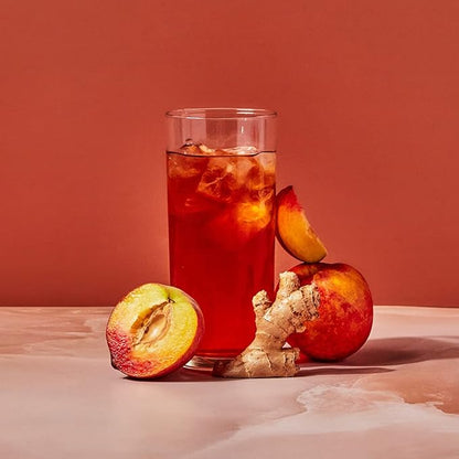Steven Smith Teamaker Ginger Peach Iced Tea No. 35 Refreshing, Caffeinated, Sugar-Free, Sustainably Grown, Full Leaf Black Iced Tea Bags, 10 Count, 1 Quart Sachets