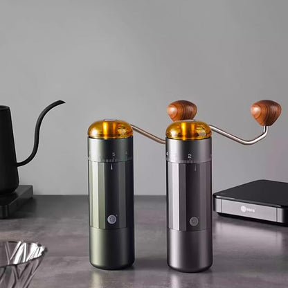 Manual Coffee Grinder, Z5 Hand Coffee Grinder with 25g Capacity External Adjustable Knob, Manual and Electric Dual Mode grinder, Espresso, Mocha, Pour-over, French Press Gray