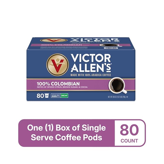 Victor Allen's Coffee Decaf 100% Colombian, Medium Roast, 80 Count, Single Serve Coffee Pods for Keurig K-Cup Brewers