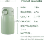 Load image into Gallery viewer, 9 oz Mini Water Bottle Small Stainless Steel Thermoses - Insulated Vacuum, Leak Proof, Keeps Drinks Hot/Cold - Ideal for Coffee, beverage, Water - Green