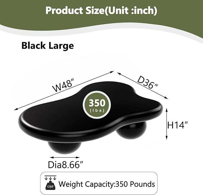 Cloud Coffee Table for Living Room with Round Corners Modern Style Center Table with 3 Ball-Shaped Legs Wood Tea Table for Small Space Apartment Easy Assembly (Black W48 * D36 * H14inch)