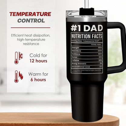 SANDJEST Dad Gift from Daughter, Awesome Like My Daughter 40oz Stainless Steel Insulated Coffee Tumbler With Lid & Straw, Travel Mug Cup Gift for Dad, Christmas Birthday Father's Day