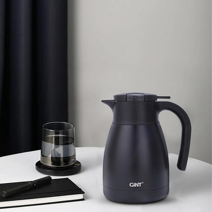 GiNT 1L / 34Oz Thermal Coffee Carafe, Insulated Stainless Steel Coffee Carafes for Keeping Hot/Double Walled Vacuum Thermal Carafe (Black)
