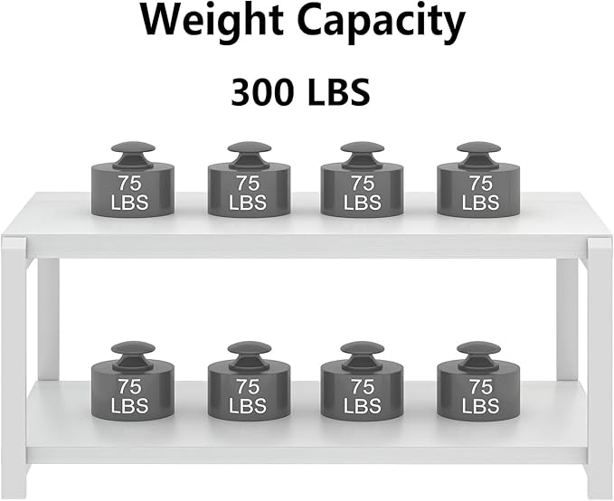 EXCEFUR White Coffee Table with Storage, Modern Center Table for Living Room, Rustic Wood and Metal Cocktail Tables, White Oak