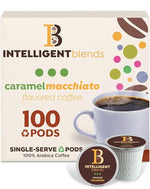 Load image into Gallery viewer, Intelligent Blends Caramel Macchiato Flavored Coffee Pods, 100 ct, Medium Roast Recyclable Single Serve Pods – 100% Arabica Coffee, Compatible with Keurig K Cups Maker