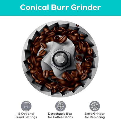 CASABREWS 5700Gense Espresso Machine with Grinder, Barista-Style Cappuccino Maker with Milk Frother Steam Wand, Professional Coffee Maker with Removable Water Tank for Cappuccinos and Lattes