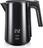 Load image into Gallery viewer, Electric Kettle, Double Wall Stainless Steel Cool Touch Water Boiler Heater, 7 Temperature Control Teapot, 4H Keep Warm, 1.0L 1200W Fast Heat with Auto Shut-Off, Boil-Dry Proof Coffee Tea Pot, Black