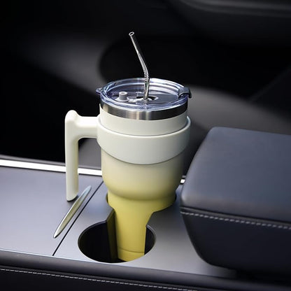 BJPKPK 30oz Tumbler With Handle Insulated Tumbler Cups With Lid And Straw Reusable Stainless Steel Double Wall Travel Mugs,Lemon