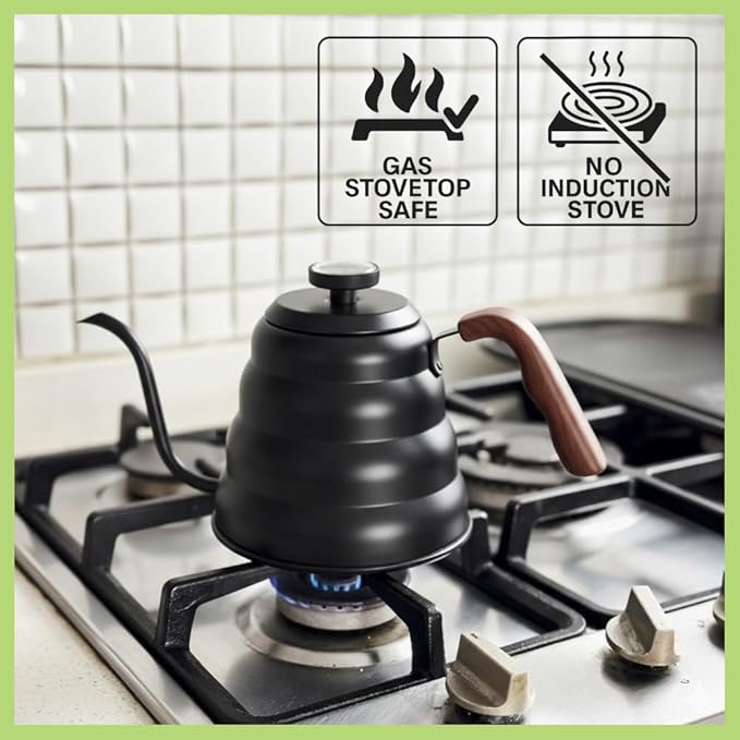 Japanese Gooseneck Kettle Stovetop with Thermometer and Insulated Handle (4-piece, 40.6 oz /1200ml), Stainless Steel Pour Over Tea Stovetop Kettle, Precision Pour Kettles Pot for Coffee & Tea (Black)