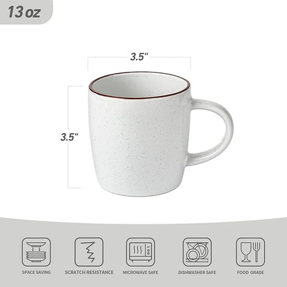 famiware Mercury Coffee Mugs 13 oz, Coffee Mugs Set of 4 with Handle, Cups for Latte, Hot Tea, Cappuccino, Mocha, Cocoa, White