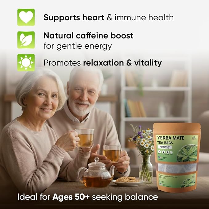 Yerba Mate Tea - Green Cut & Sifted - Unsmoked Energy Boost - 100 Tea Bags - Packed with Nutrients - Your Perfect Coffee Replacement