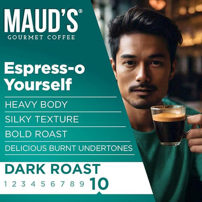 Maud's Espresso Roast Coffee Pods, 50ct, Dark Roast Coffee in Recyclable Single Serve Pods – 100% Arabica Coffee, Compatible with Keurig K Cups Maker