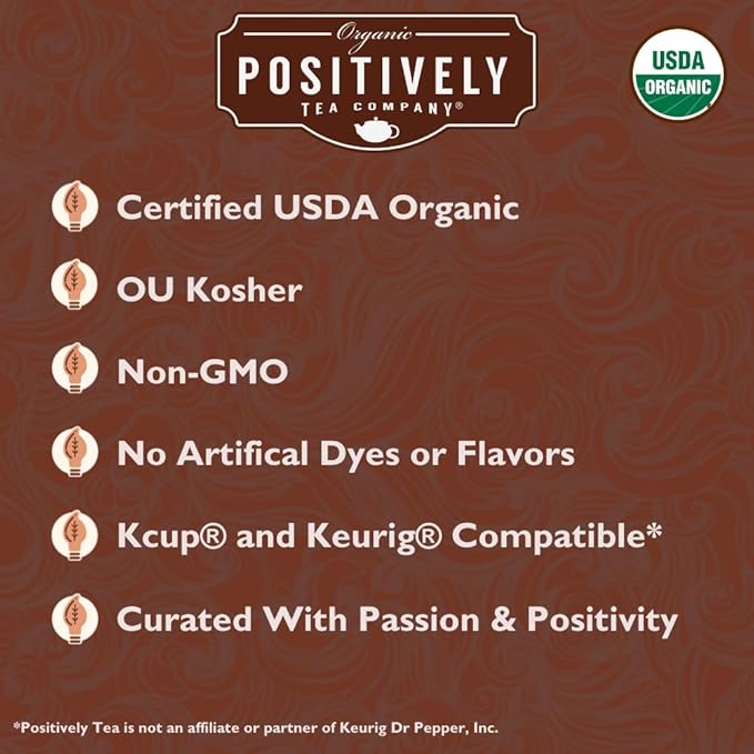 Organic Positively Tea Company, Pu-Erh Tea, K-Cup Compatible, 24 Pods