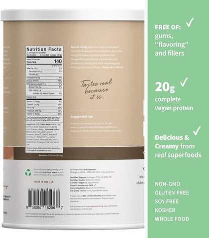 Sprout Living, Epic Protein, Plant Based Protein & Superfoods Powder, Complete Coffee | 20 Grams Organic Protein Powder, Adaptogens, Mushrooms, Vegan, Non-GMO, Gluten Free (2 Pound, 24 Servings)