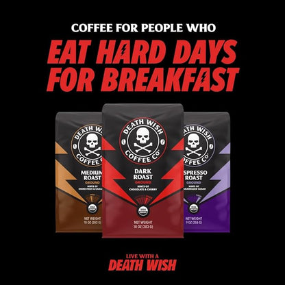 Death Wish Coffee, Medium Roast Single Serve Pods - USDA Organic Coffee (50 Count)