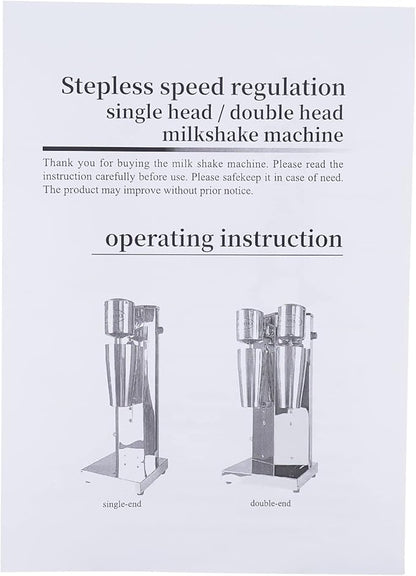 Milk Shaker Machine, Commercial Stainless Steel Milk Shaking Machine Double Head Drink Mixer 110V 16000RMP High Speed Electric Silent Milk Shake Machine with Two 800ml Cups(Double Head 16000rpm)