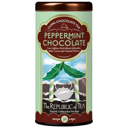 The Republic of Tea – Peppermint Cuppa Chocolate Tea Bags, Low-Caffeine, 36 Servings