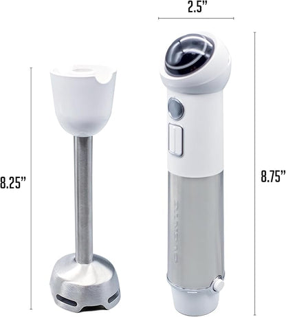 OVENTE Cordless Immersion Hand Blender, 300W Rechargeable Handheld Portable Stick Mixer with Speed Pulse Activating Sensor and Stainless Steel Blades for Smoothies, Shakes or Baby Food, White HR995W