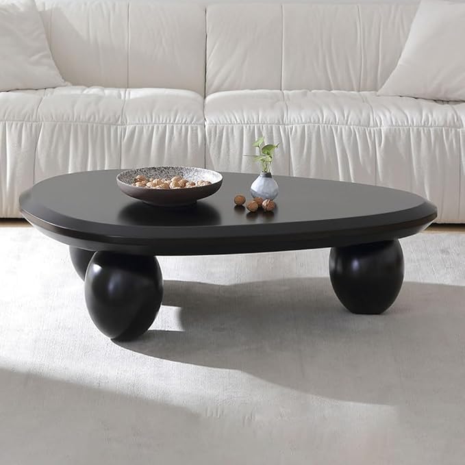 Cloud Coffee Table Modern Irregular Coffee Table Asymmetrical Unique Coffee Tables with 3 Bases for Living Room Farmhouse (G, 39")