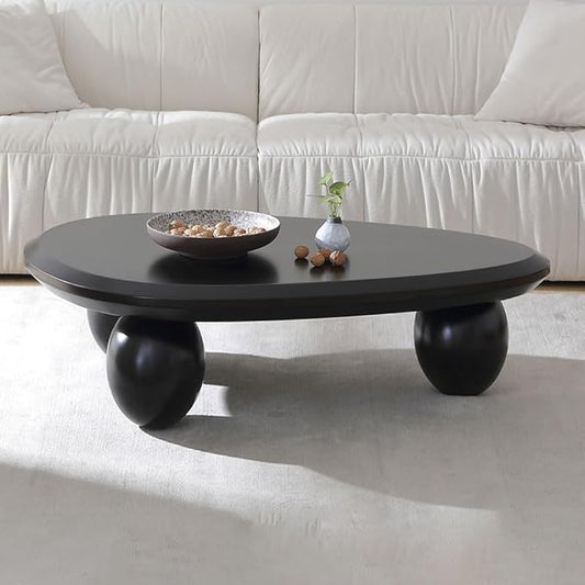 Cloud Coffee Table Modern Irregular Coffee Table Asymmetrical Unique Coffee Tables with 3 Bases for Living Room Farmhouse (G, 39")