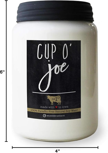 Milkhouse Candle Company - Cup O' Joe - 26oz Beeswax and Soy Candles - Farmhouse Collection - 100% Natural, Paraffin Free, with Premium Fragrance Oil, Glass Jars with Lids