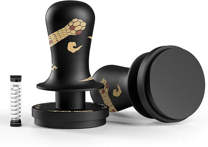 MHW-3BOMBER 58.35mm Espresso Tamper New Year Edition Snake Pattern - 3 Spring Loaded Coffee Tamper with Sound Feedback - Barista Tamper Tool with Ergonomic Handle Flat Base T6069FS-OS