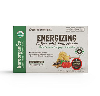 BareOrganics Energizing Coffee Single Serve 96ct Bulk Pack